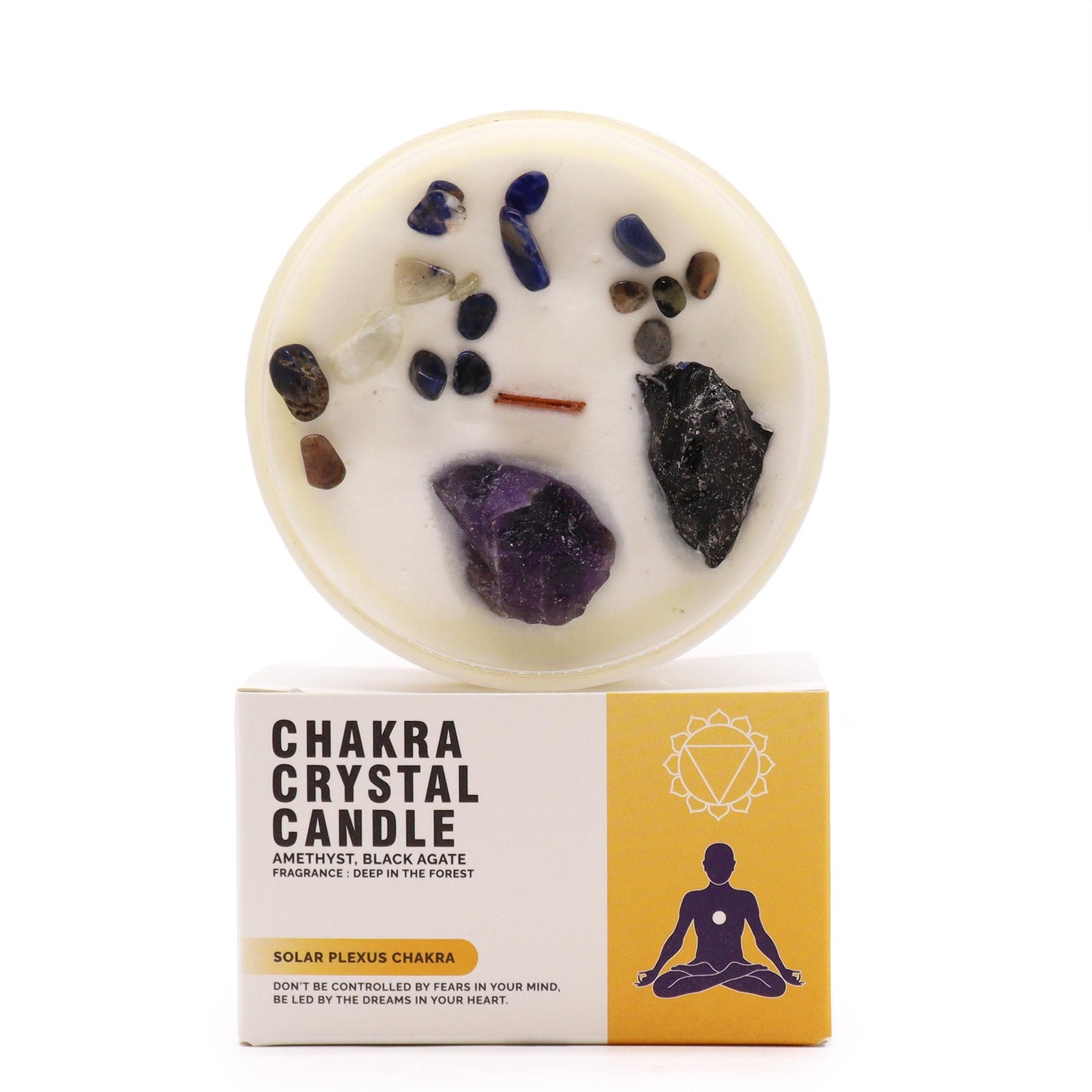 Solar Plexus Chakra Candle with Citrine & Pyrite Crystals