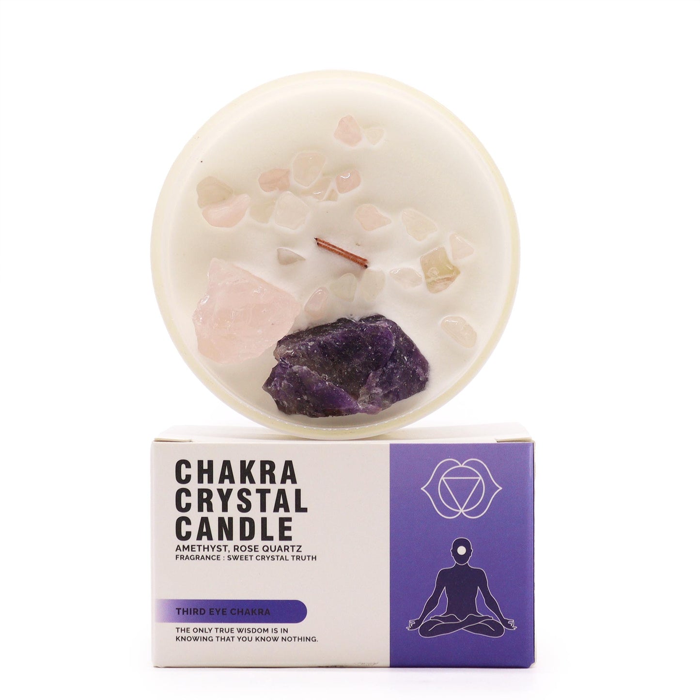 Third Eye Chakra Candle with Amethyst & Labradorite Crystals