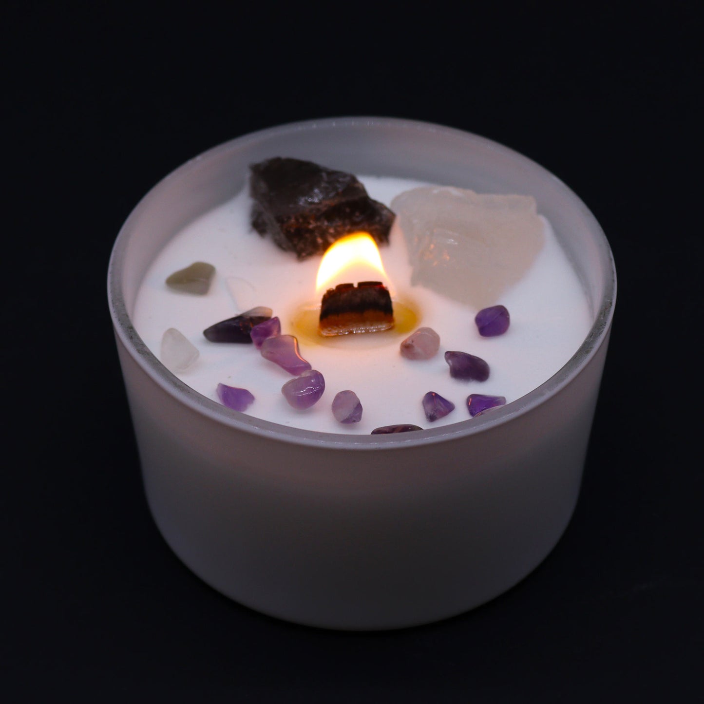 Crown Chakra Candle with Clear Quartz & Selenite Crystals