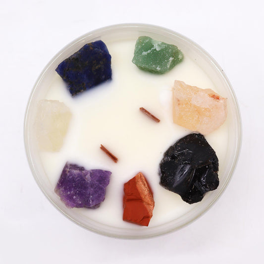 Large Chakra Crystal Candle - Seven Chakra Harmony